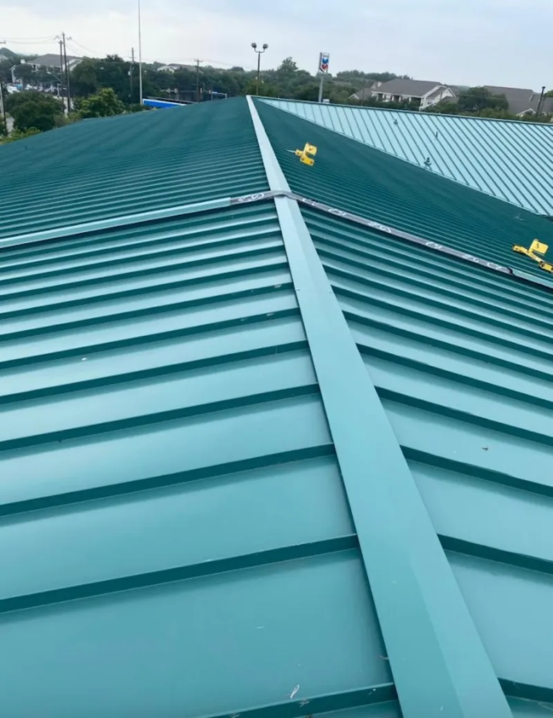 Green commercial metal roof ridge and valley for Metal Roof Repair in Elmsford